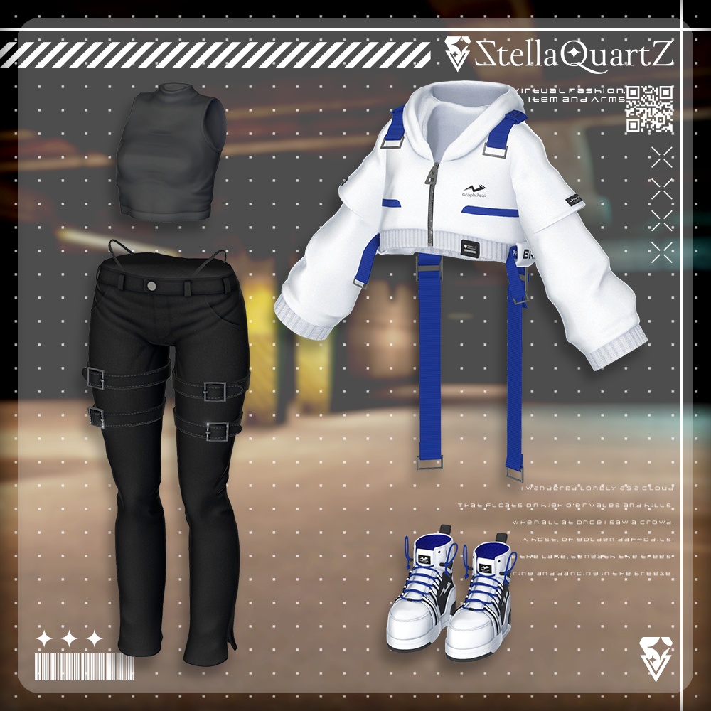 【アバター向け衣装3Dモデル】BRISK Street Style -ブリスクストリートスタイル-【スキニーパンツ&パーカー】