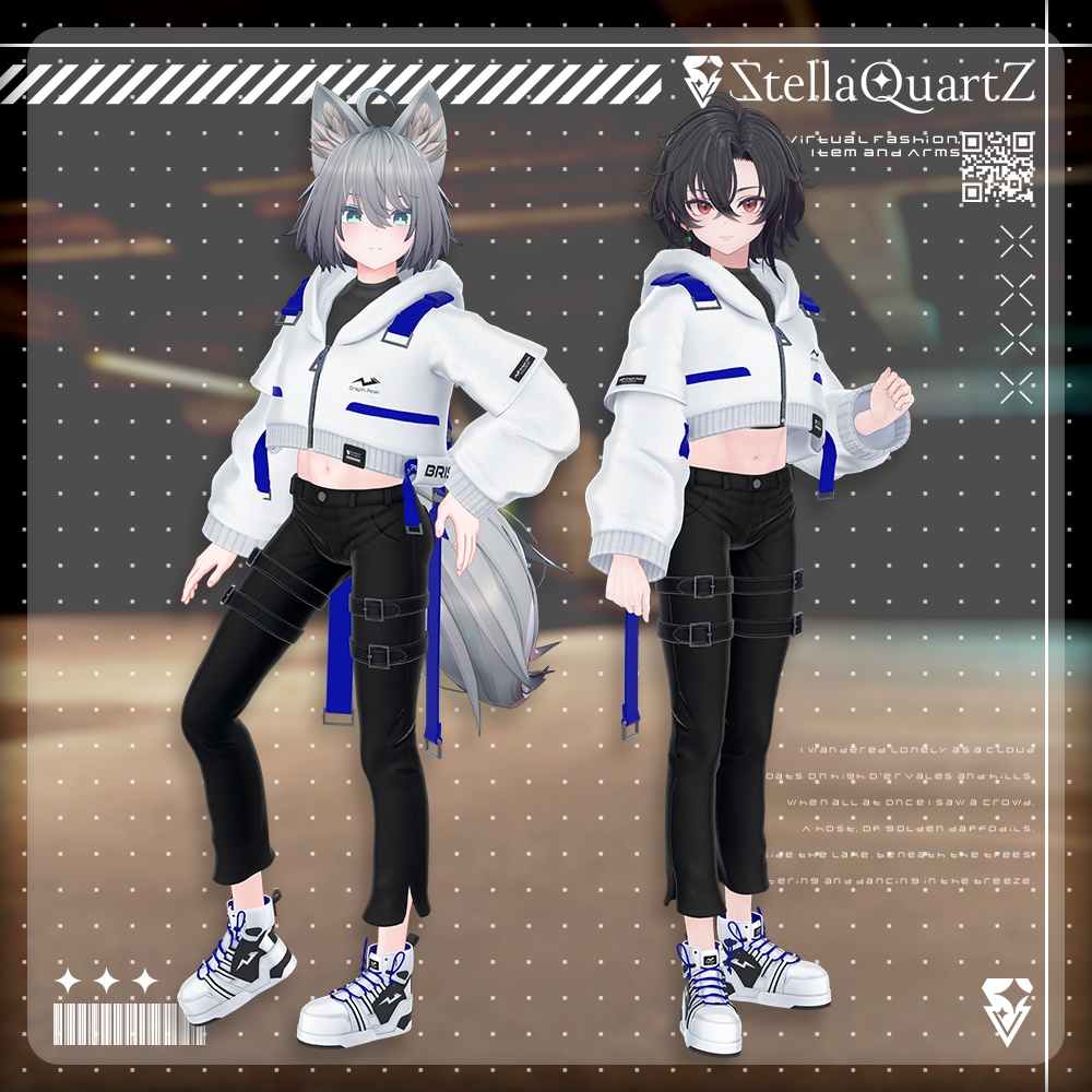 【アバター向け衣装3Dモデル】BRISK Street Style -ブリスクストリートスタイル-【スキニーパンツ&パーカー】