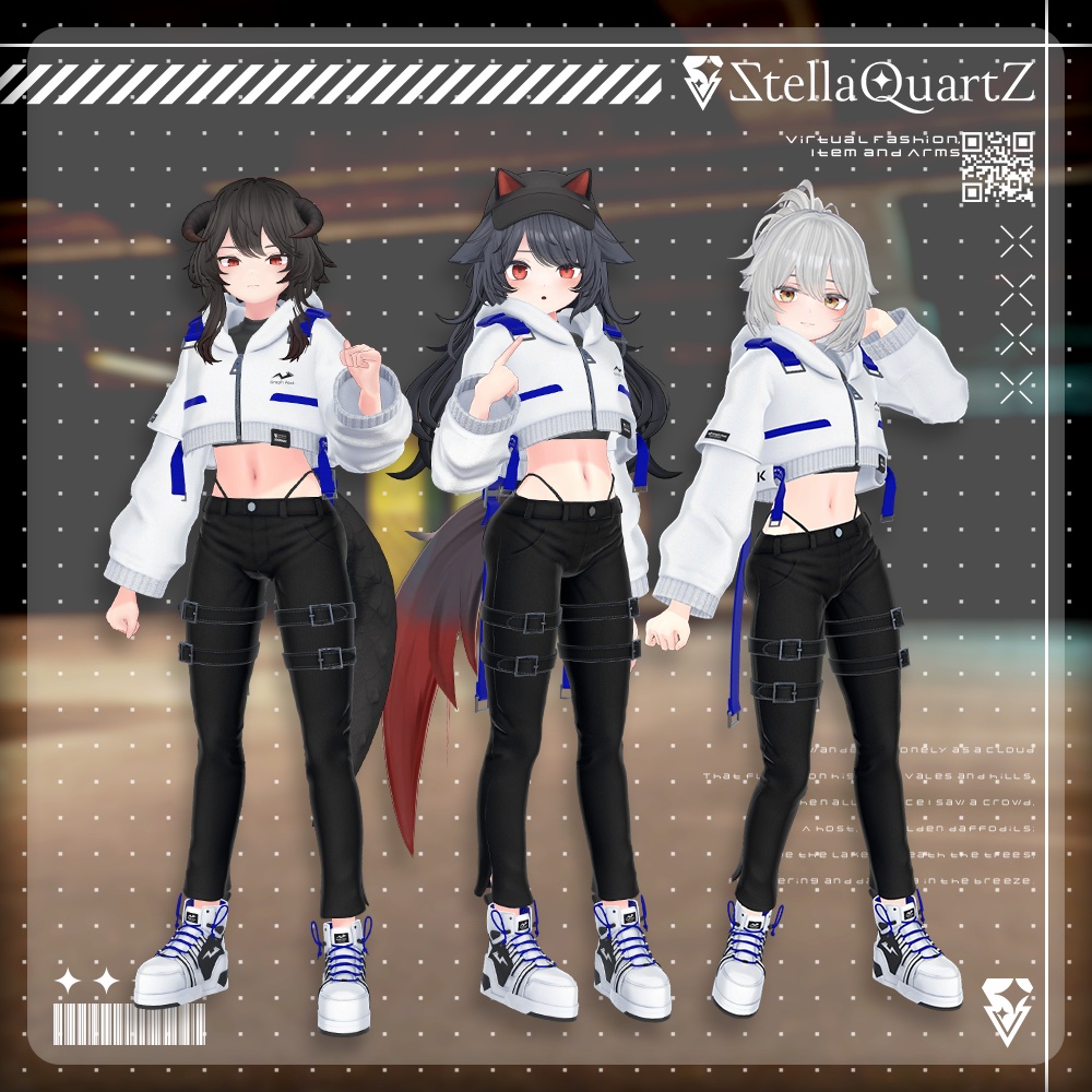 【アバター向け衣装3Dモデル】BRISK Street Style -ブリスクストリートスタイル-【スキニーパンツ&パーカー】