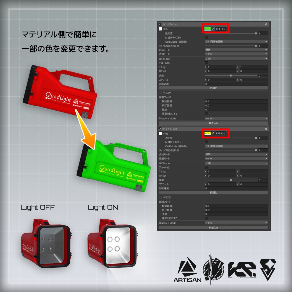 【ギミック付き3Dモデル】QuadLight-クアドライト-【大型懐中電灯】