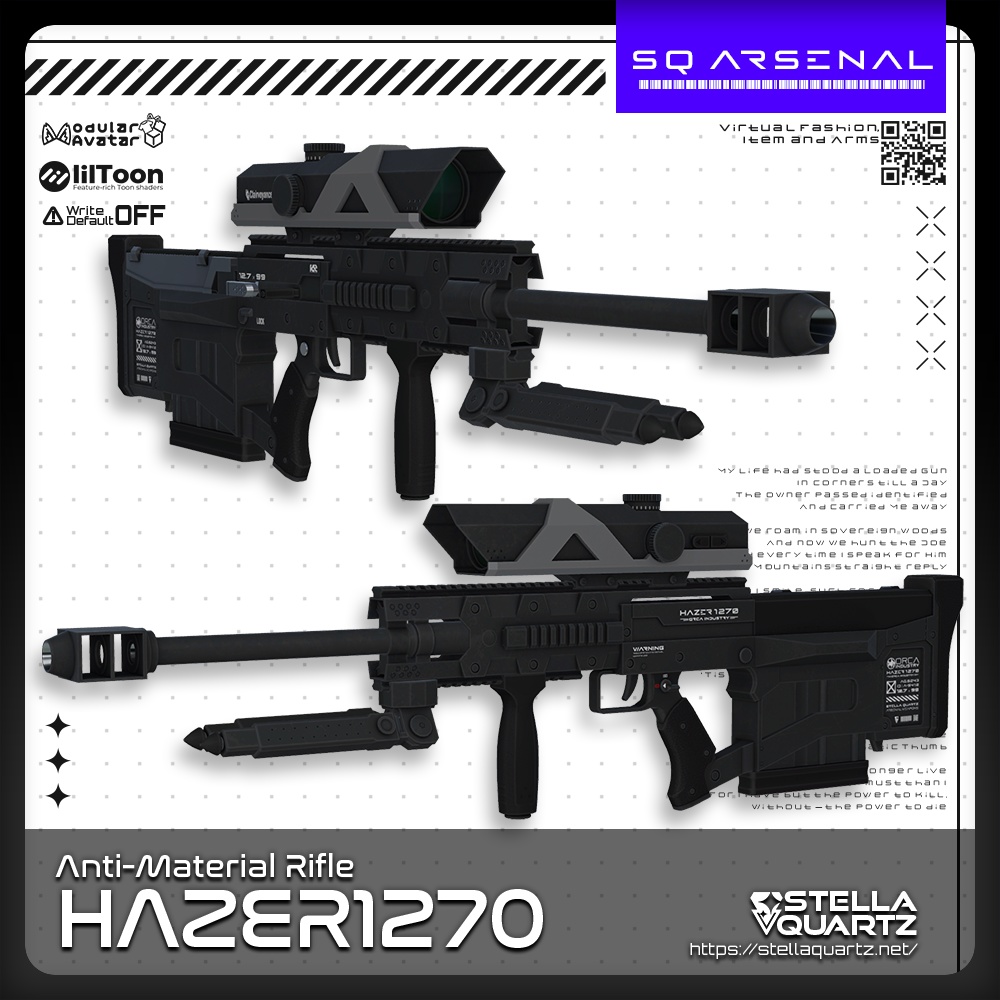 【ギミック付き3Dモデル】HAZER1270-ヘイザー1270-【縮退式ブルパップ対物ライフル】