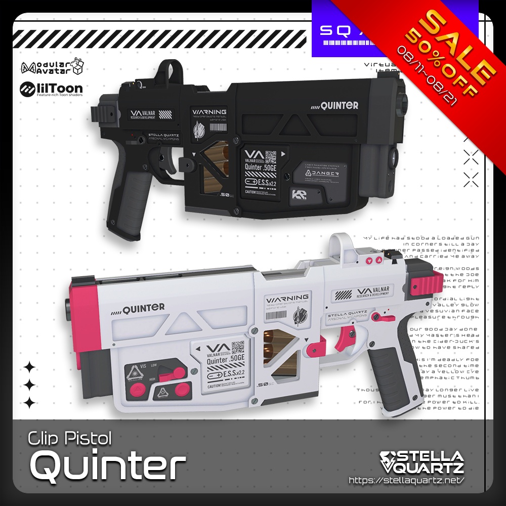 【8/11 15:00-8/21まで50%OFFセール中】【ギミック付き3Dモデル】Quinter-クインター-【クリップ式大口径ハンドガン】