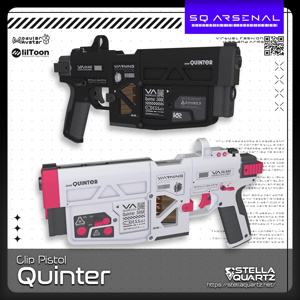 【ギミック付き3Dモデル】Quinter-クインター-【クリップ式大口径ハンドガン】