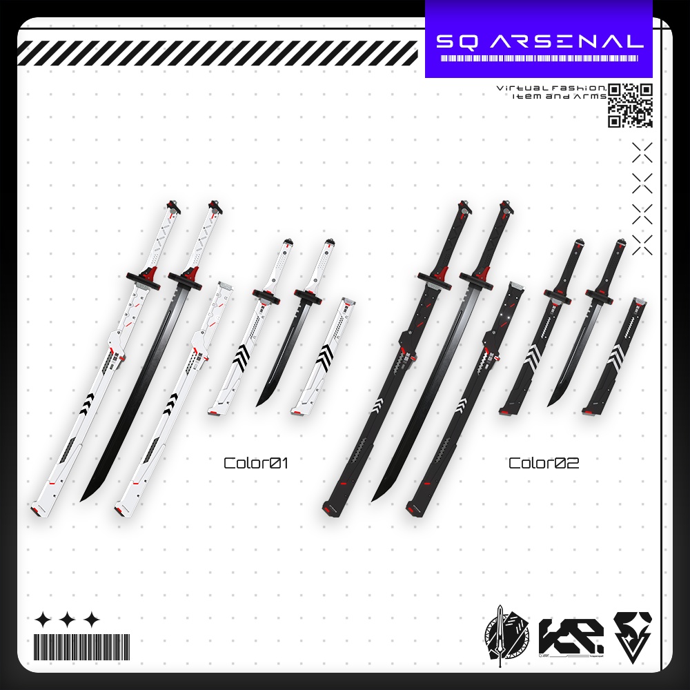 【ギミック付き3Dモデル】無銘&無言-ムメイ&シジマ-【サイバー刀セット】