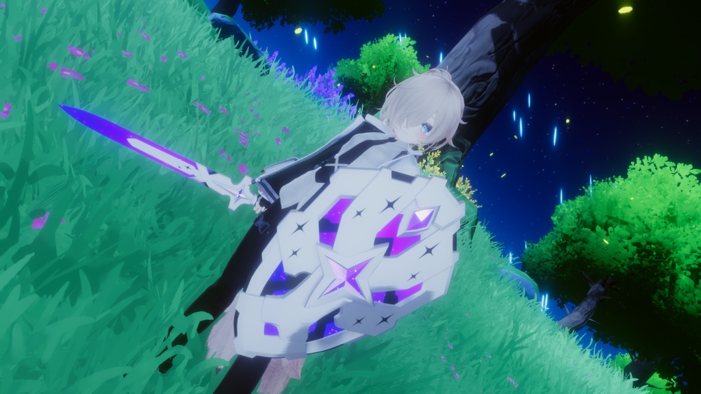 【ギミック付き3Dモデル】StarryKnightsSword&Shield-星騎士の白剣&盾-【剣盾】