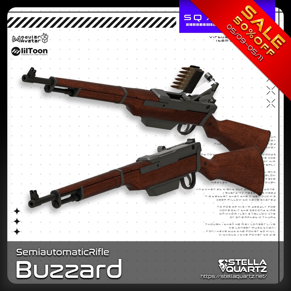 【5/9-5/11まで50％OFFSALE中！】 【ギミック付き3Dモデル】Buzzard-バザード-【セミオートマチックライフル】