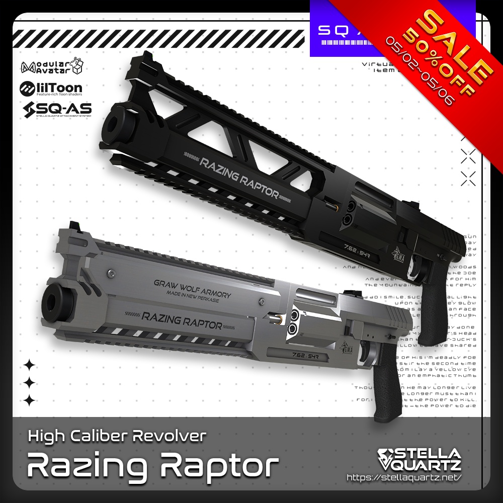 【5/2-5/6まで50％OFFSALE中】【ギミック付き3Dモデル】Razing Raptor-レイジングラプター-【大口径リボルバー】