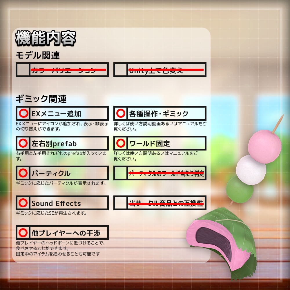 【ギミック付き3Dモデル】SQ OHANAMI Set-お花見セット-【団子桜餅茶】