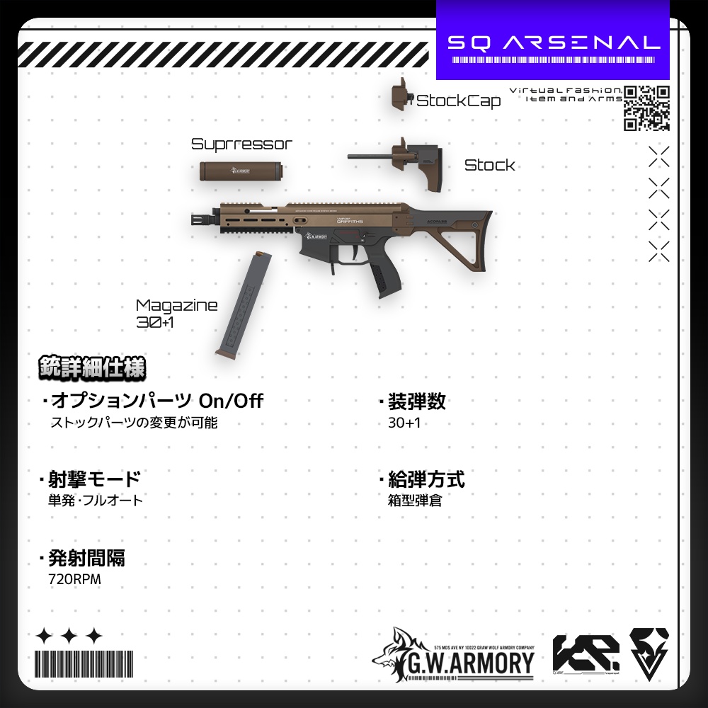 【3/20-3/22まで50%OFFセール中】【ギミック付き3Dモデル】GRIFFITHS-グリフィス-【サブマシンガン】