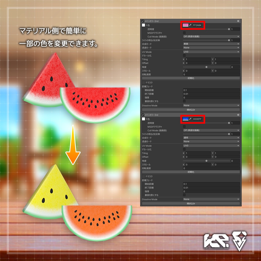 【ギミック付き3Dモデル】SQ WatermelonSet【スイカセット】