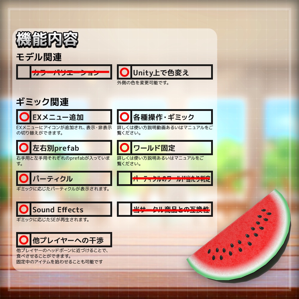【ギミック付き3Dモデル】SQ WatermelonSet【スイカセット】