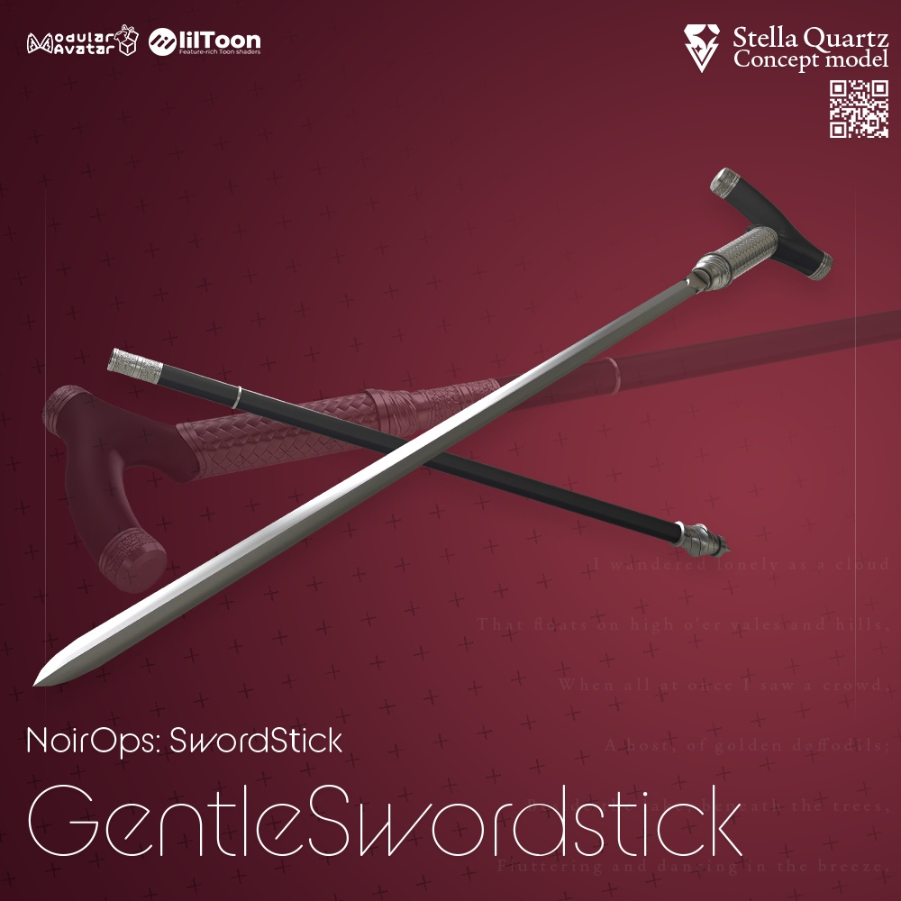 【ギミック付き3Dモデル】GentleSwordstick-ジェントルソードスティック-【仕込み杖】