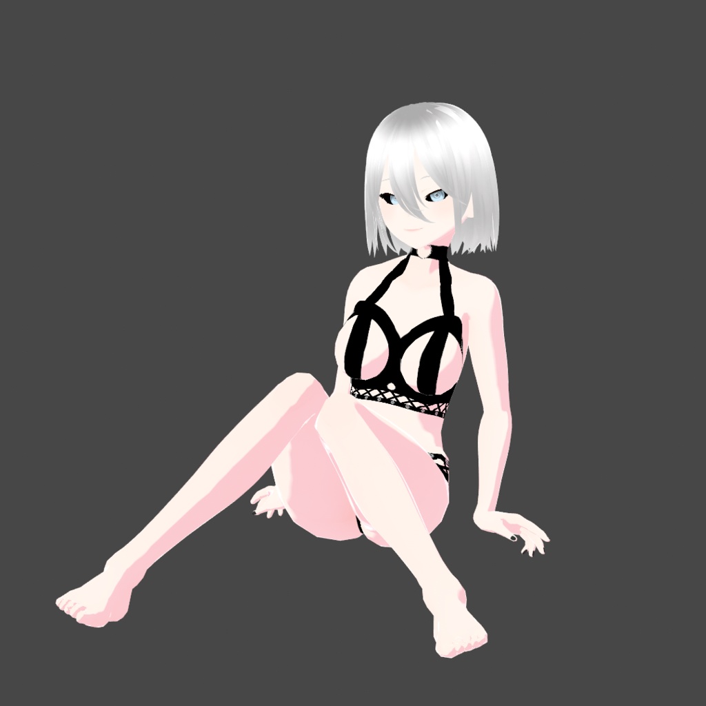 「VRoid」Black Strap Lingerie Underwear w/ Diamonds (FREE)