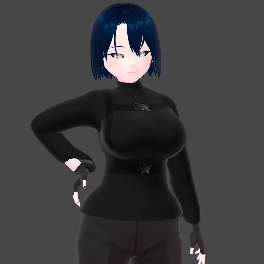 「VRoid」Black Long Sleeve Turtleneck (FREE)