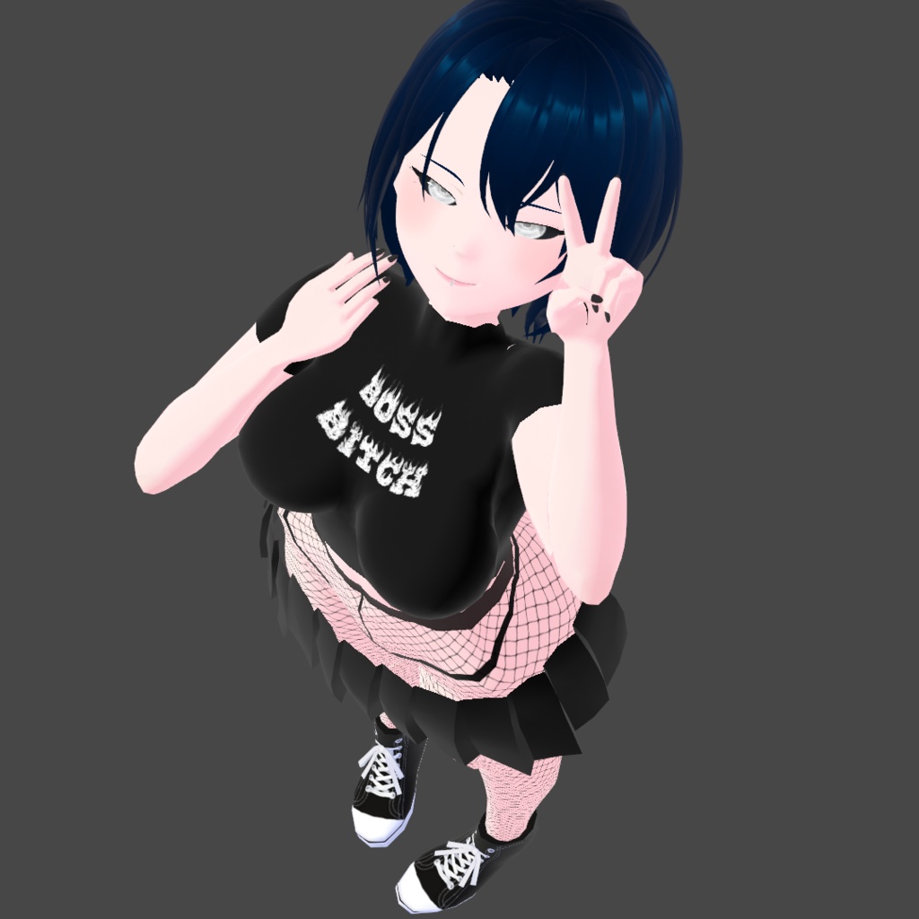 「VRoid」"BOSS BITCH" Black Turtleneck T-Shirt (FREE)