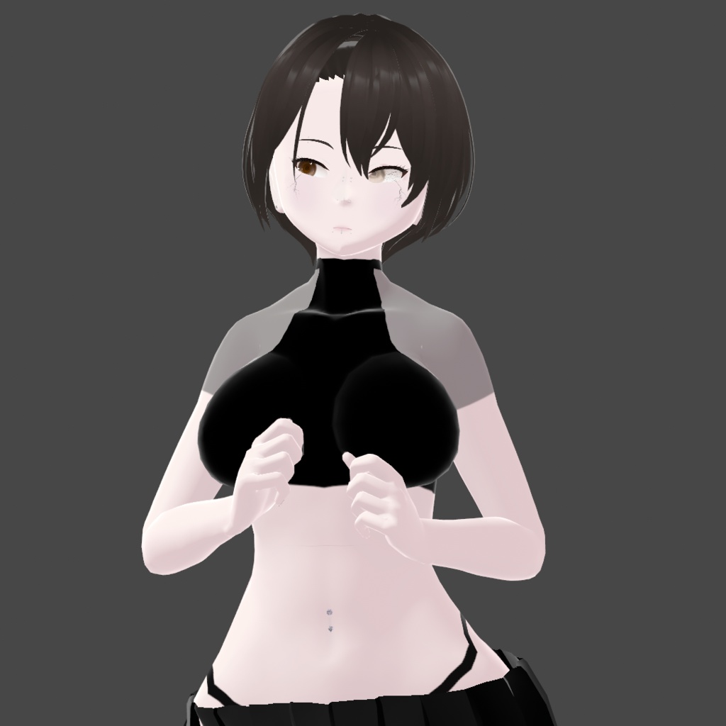 「VRoid」Black Halter Turtleneck Top w/ Sheer Undershirt (FREE)