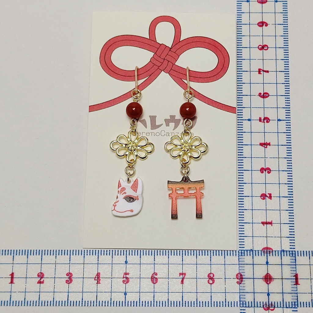 狐面と鳥居のピアス/イヤリング