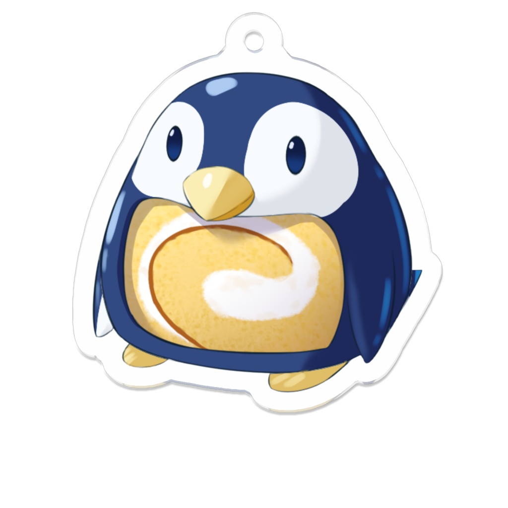 たそがれロールケーキのアクリルキーホルダー(ペンギンver)