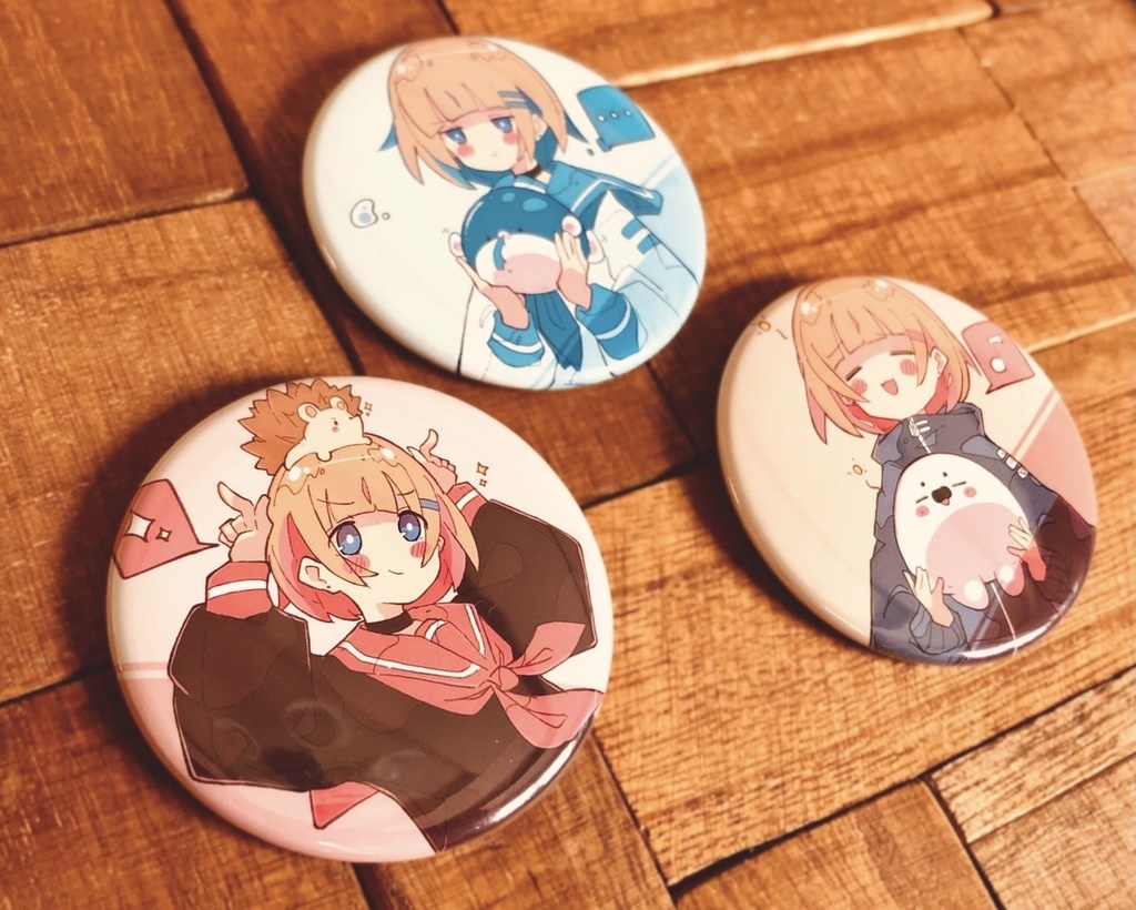 まるっこい動物×女の子 57mm缶バッジ(3個セット)