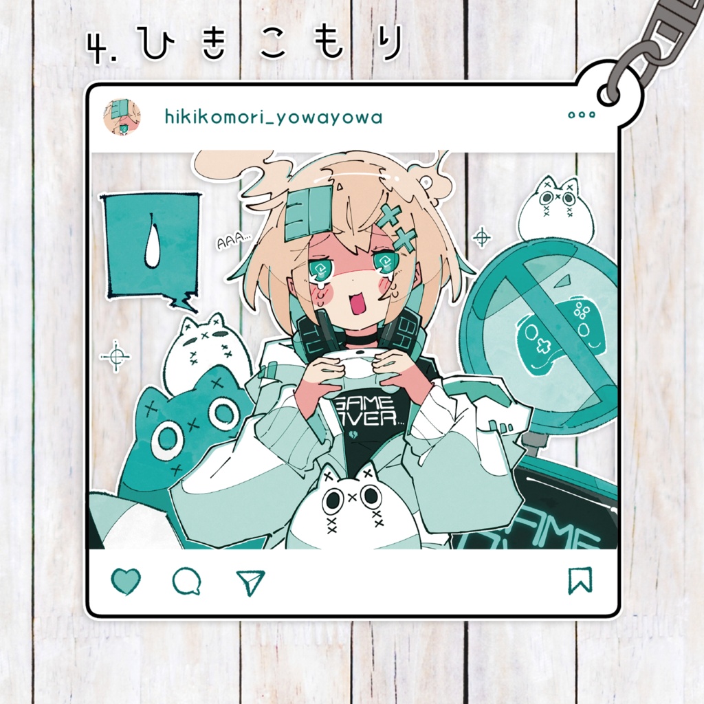 ゆるかわインスタ風アクリルキーホルダー