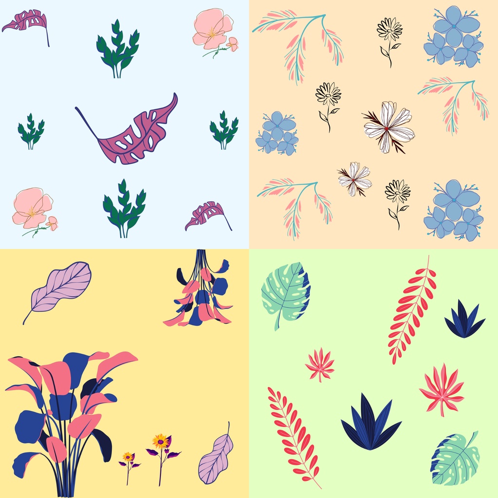 【10枚セット】植物柄　シームレスペーパー　デジタルペーパー　