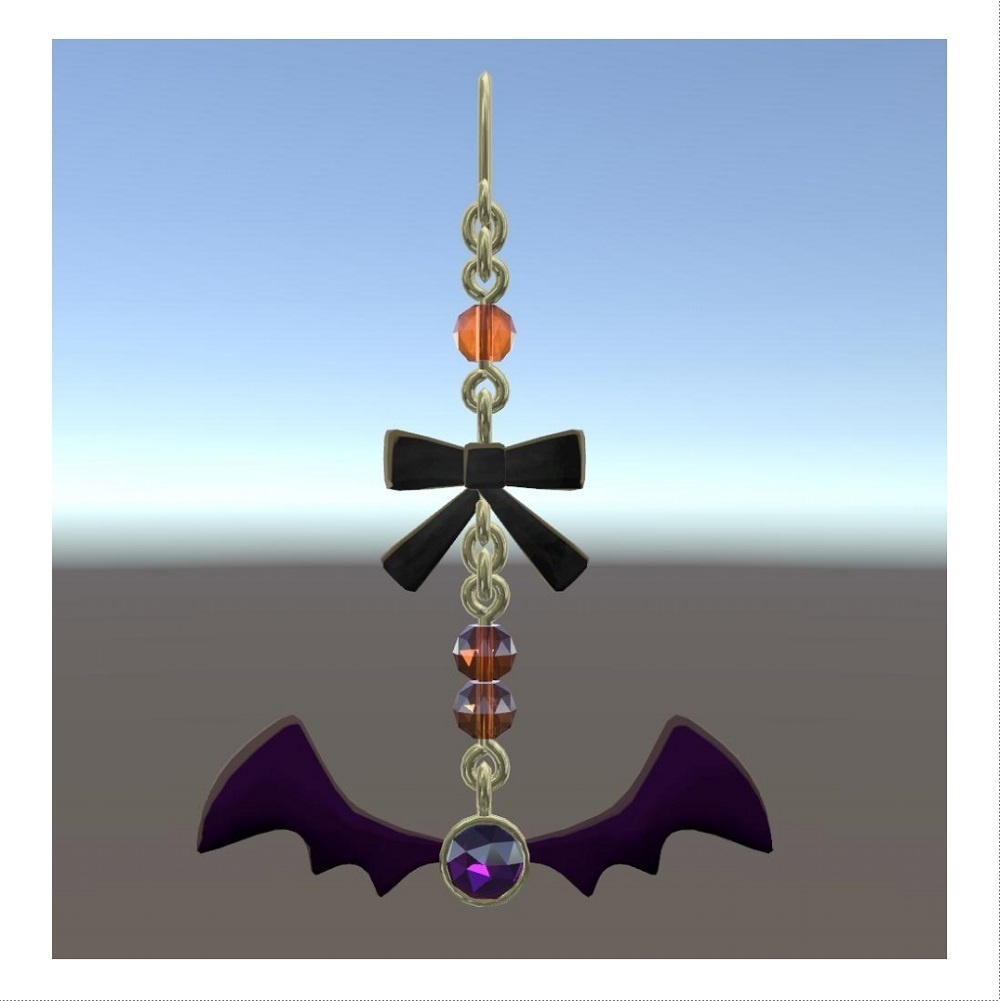 【VRChat想定】コウモリピアス【PB対応】