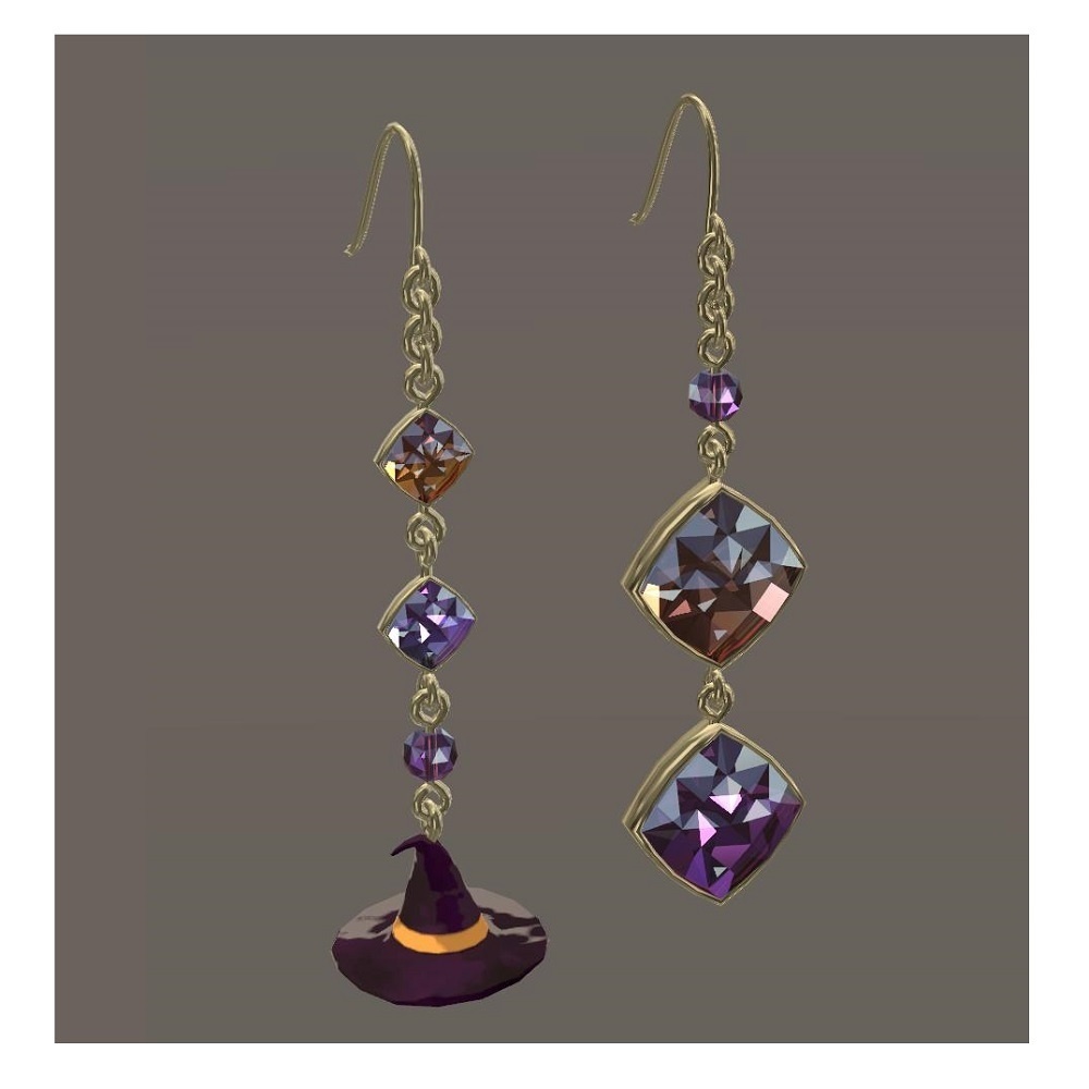 【VRChat想定】魔女の帽子ピアス【PB対応】