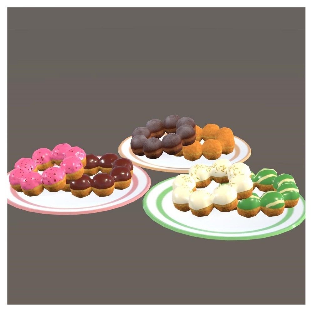 【VRChat想定】お皿に乗ったモチドーナツ