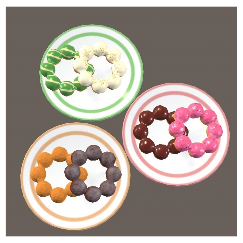 【VRChat想定】お皿に乗ったモチドーナツ