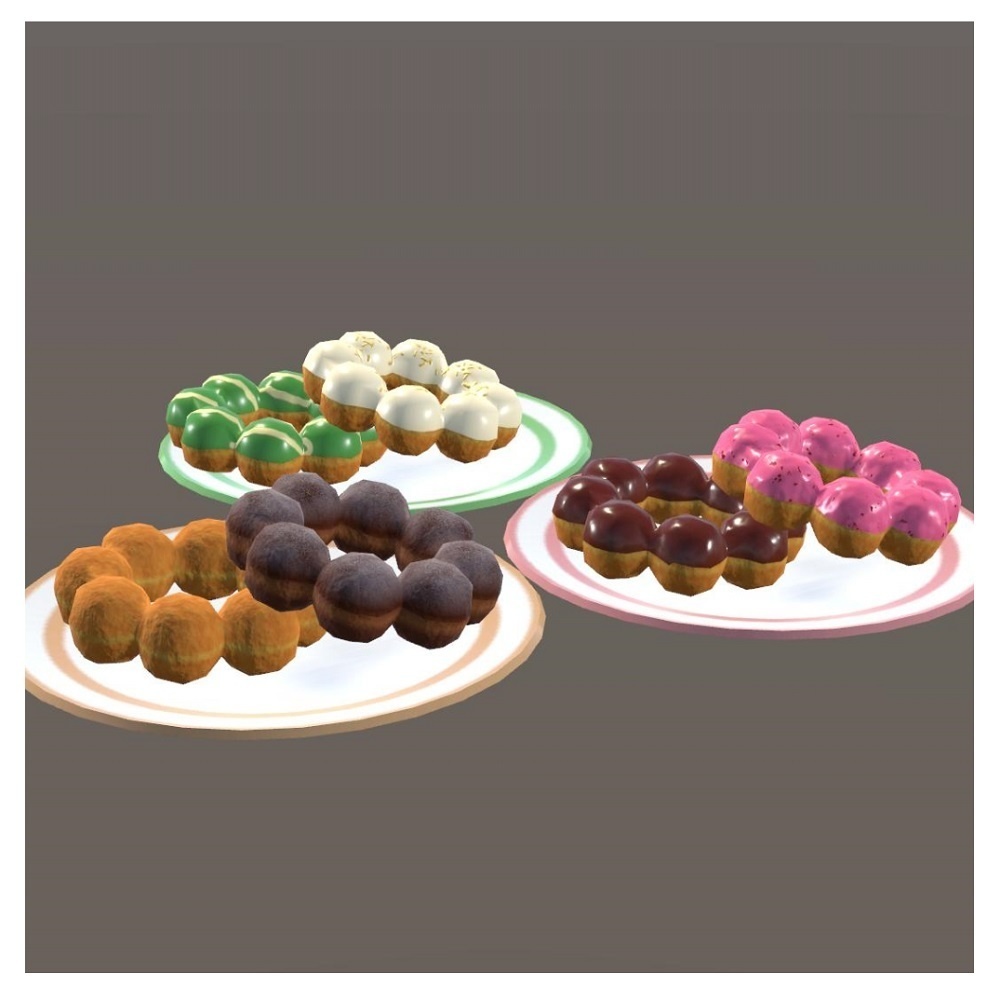 【VRChat想定】お皿に乗ったモチドーナツ