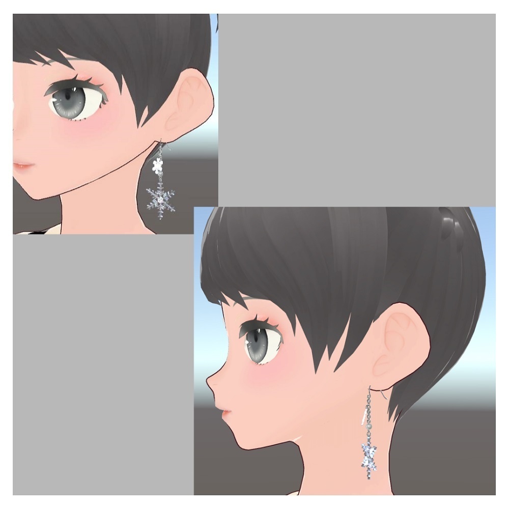 【VRChat想定】雪の結晶ピアス【PB対応】