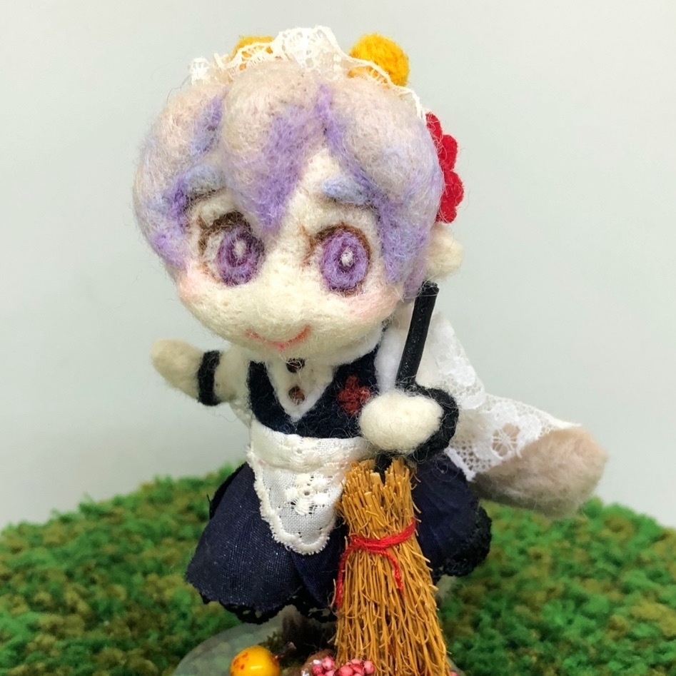 ◆亜人女の子 お掃除メイド 羊毛フェルト人形