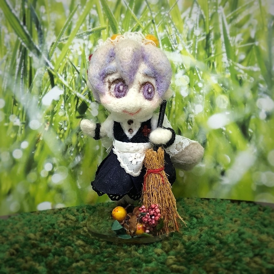 ◆亜人女の子 お掃除メイド 羊毛フェルト人形