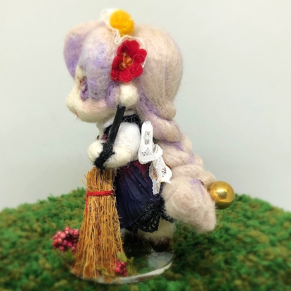 ◆亜人女の子 お掃除メイド 羊毛フェルト人形