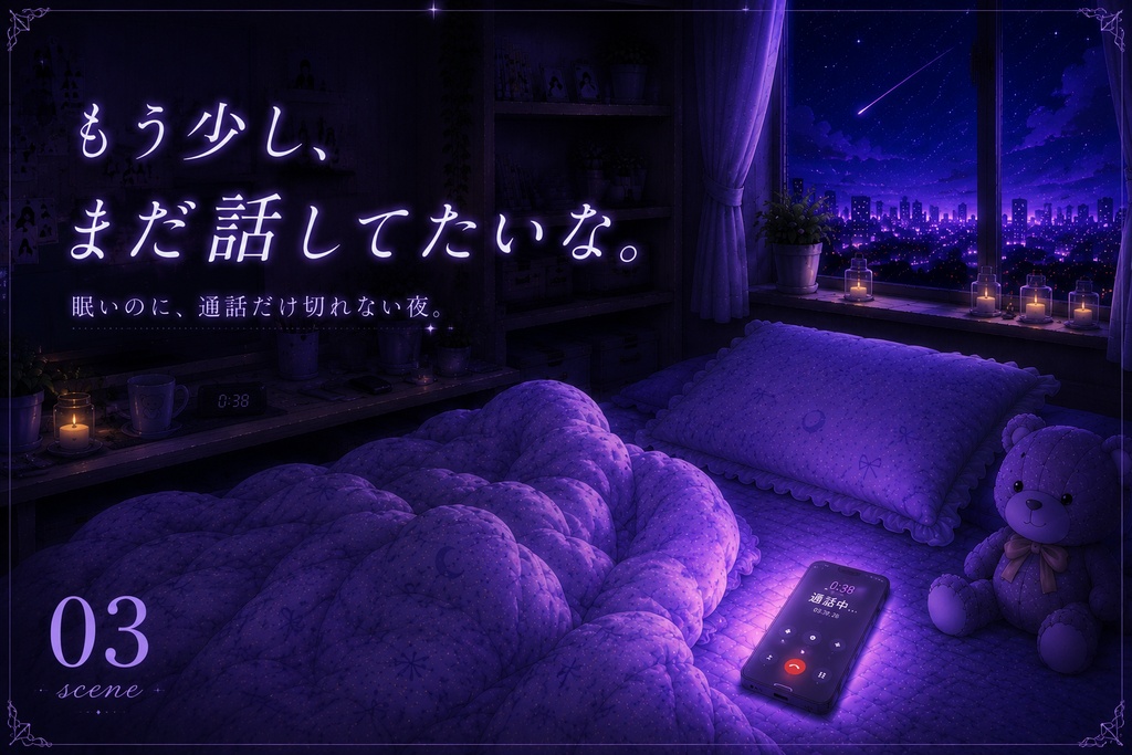 「眠いのに、まだ話してたい夜。」|寝落ち通話風 配信背景5種セット