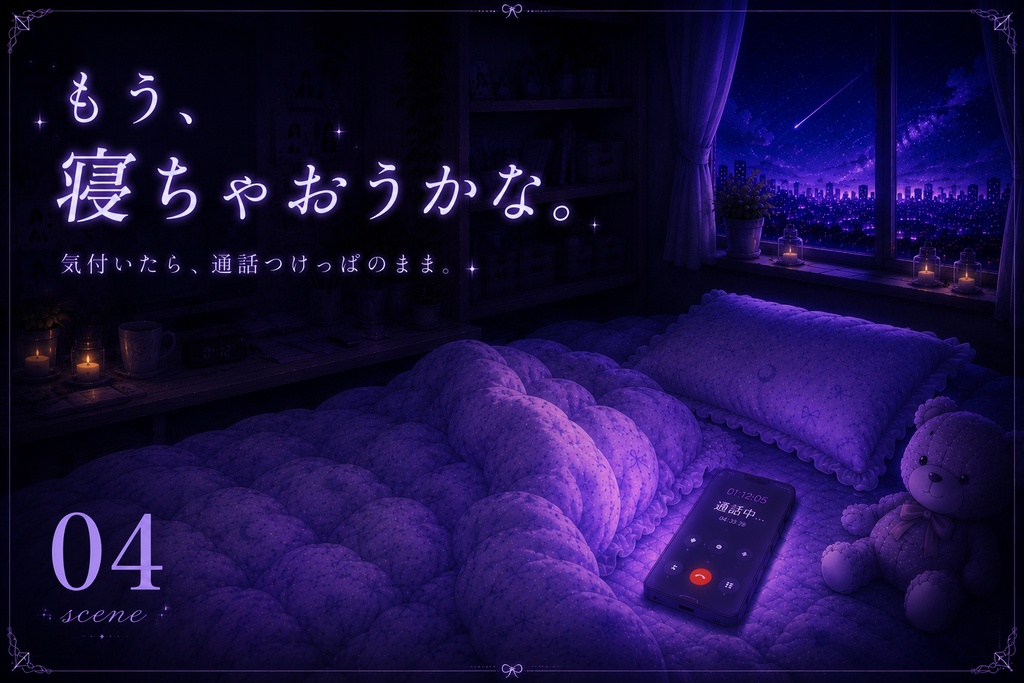 「眠いのに、まだ話してたい夜。」|寝落ち通話風 配信背景5種セット