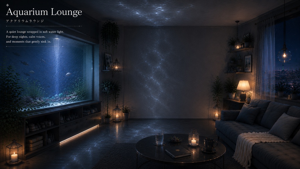 Aquarium Lounge 深夜に沈む、水光の配信空間