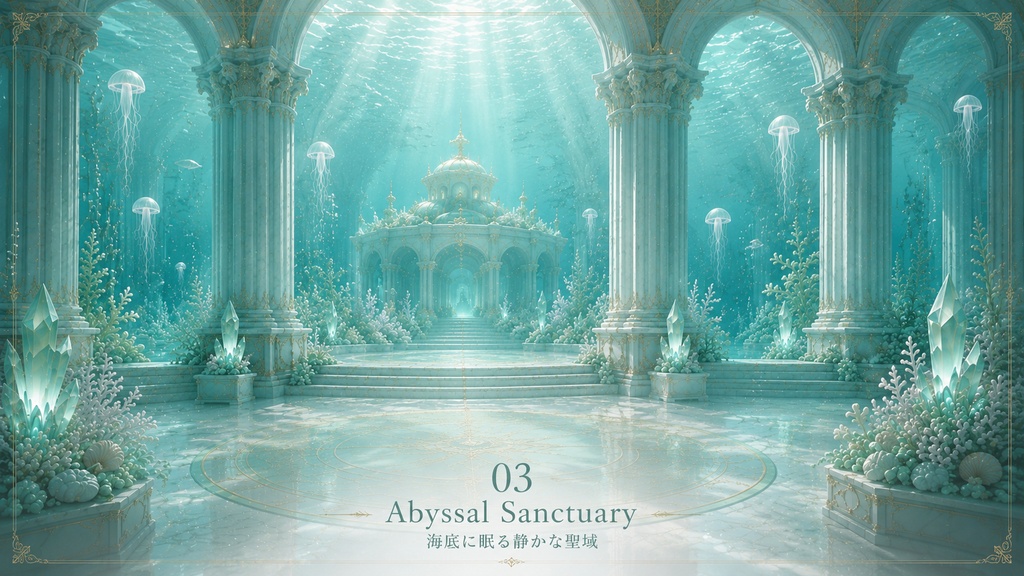 Quiet - Mint Sanctuary 静かなミント色の、4つの幻想世界 VTuber向け配信空間4種