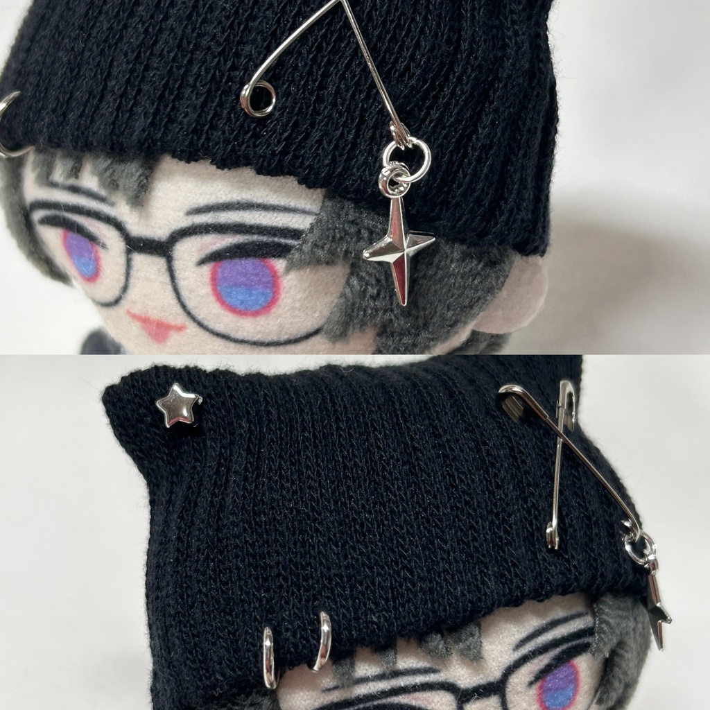 8/1新作追加◎にじぱぺ 10cmぬいサイズ 帽子 猫耳ニット帽 チャームネックレス