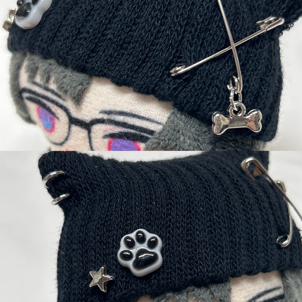 8/1新作追加◎にじぱぺ 10cmぬいサイズ 帽子 猫耳ニット帽 チャームネックレス