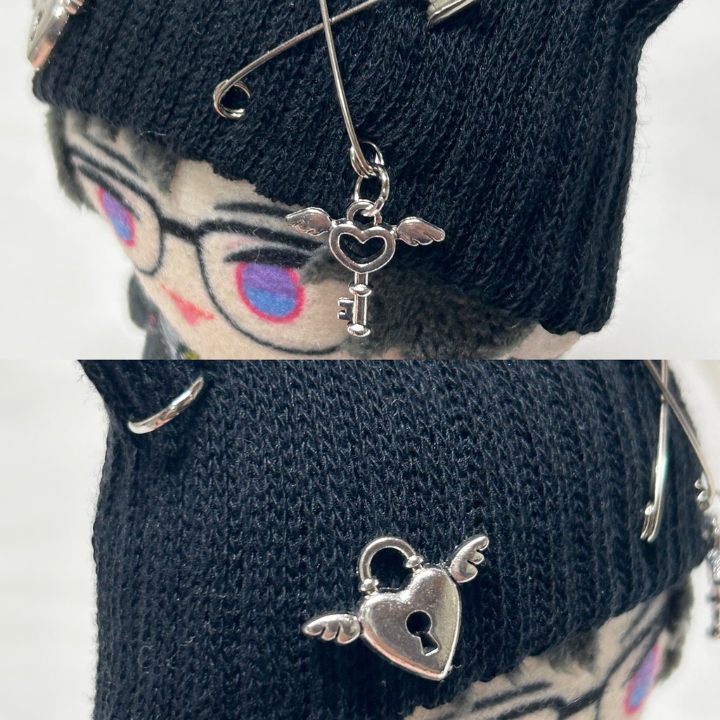 8/1新作追加◎にじぱぺ 10cmぬいサイズ 帽子 猫耳ニット帽 チャームネックレス