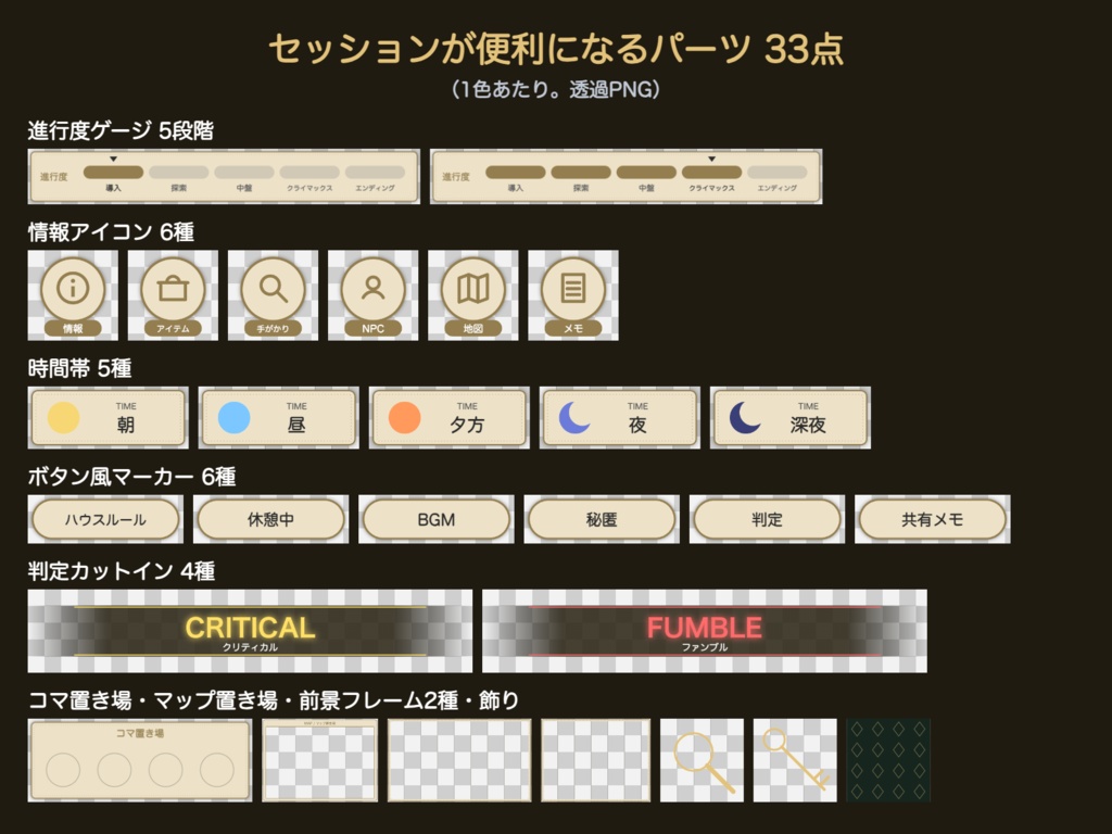 【無料版有】探偵ごよみ|前景が見える探偵事務所風お部屋パネル+パーツ33点 ココフォリア用 全3色【TRPG汎用】