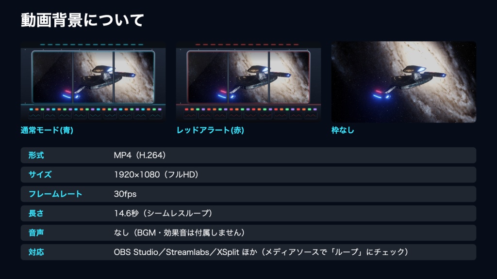 【無料版有】宇宙船ブリッジの窓|銀河を行く宇宙船 動く配信背景 VTuber・配信者向け 前景・UI・待機画面付き 全19点【OBS対応】