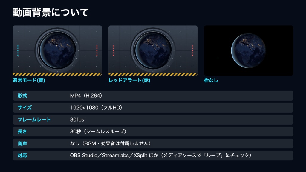 【無料版有】宇宙ステーションの丸窓|夜の地球 動く配信背景 VTuber・配信者向け 前景・UI・待機画面付き 全19点【OBS対応】