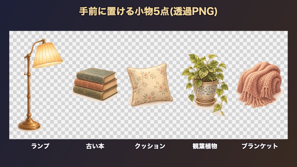 【無料版有】屋根裏の窓辺|窓の外が4種類+小物5点|ココフォリア用 部屋素材【TRPG汎用】