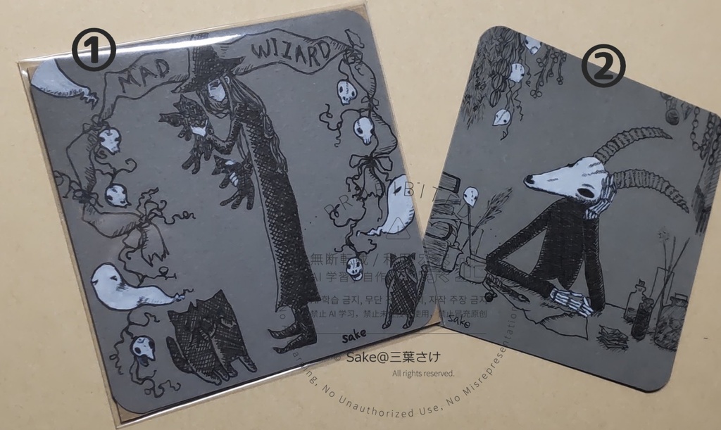 ペン原画　魔法使いとツノ骨①②