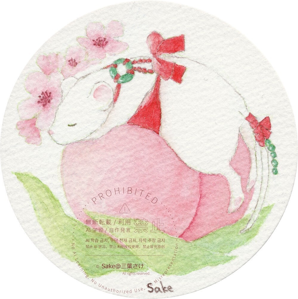 水彩原画 「ねずみと果物」 2種