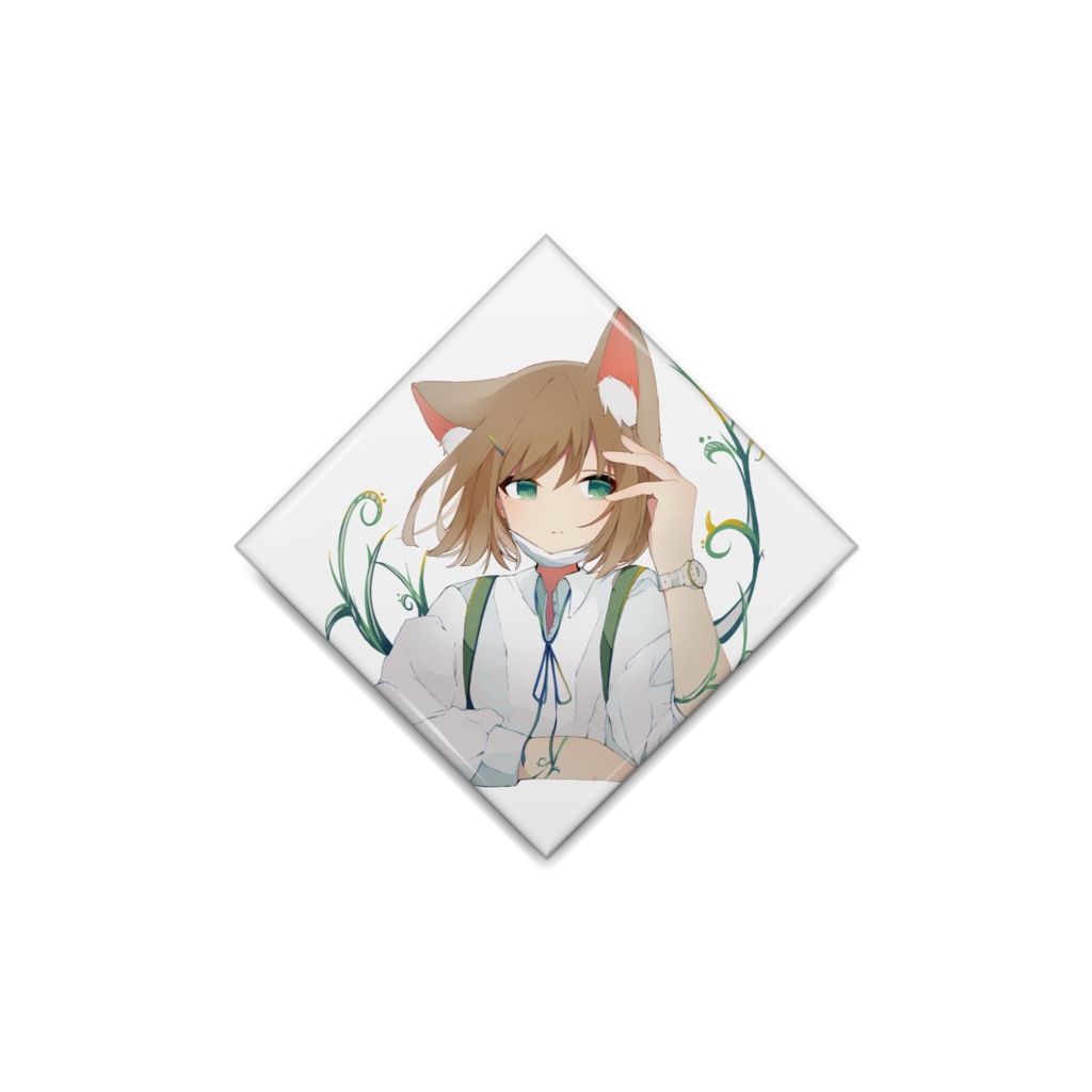 獣耳缶バッジ【菱形】