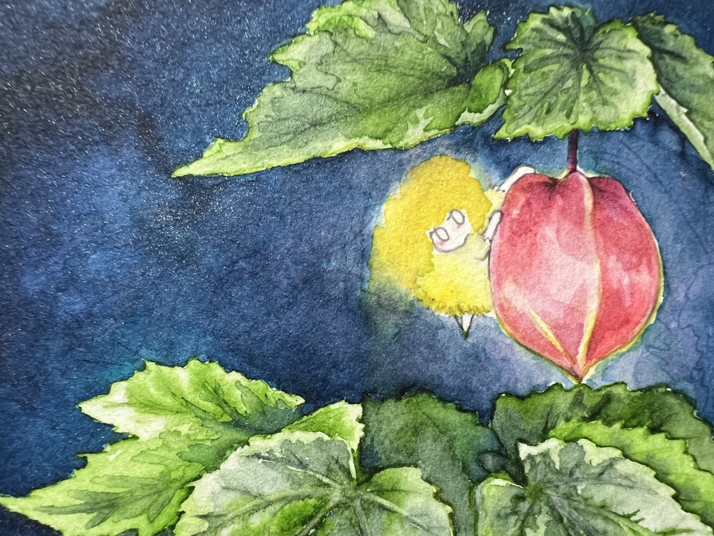 ポストカードサイズ水彩原画「チロリアン・ランプ」