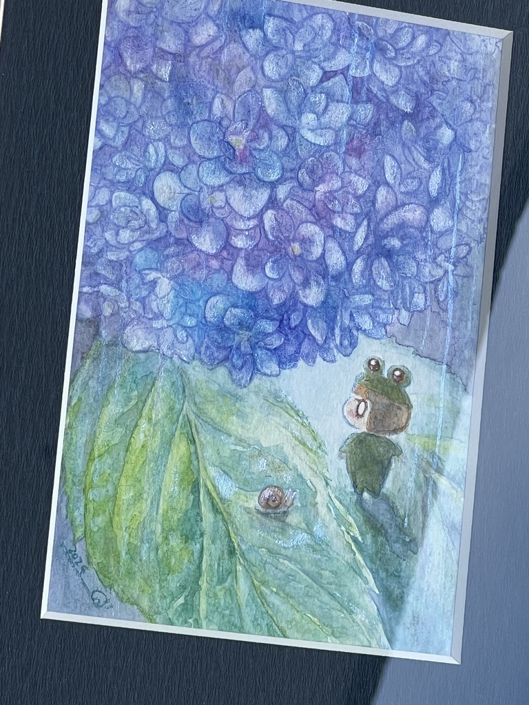 水彩原画『紫陽花の下の』